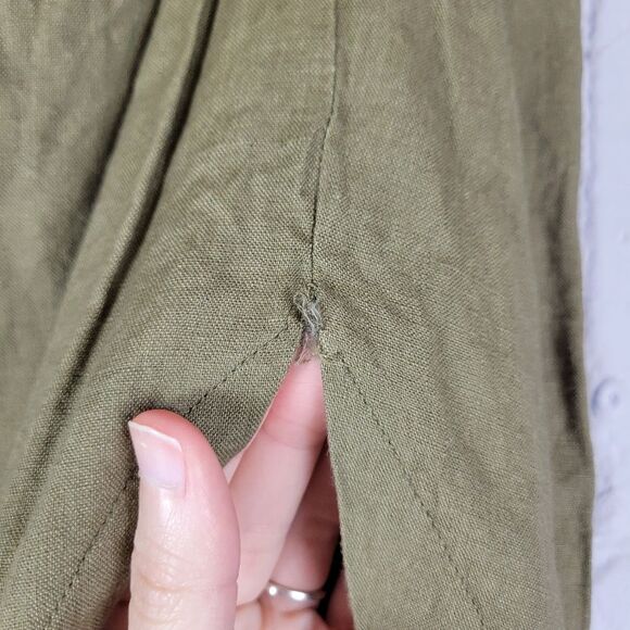 Rumer The Label olive green Byron ring asymmetrical front hem linen maxi skirt - Picture 11 of 12